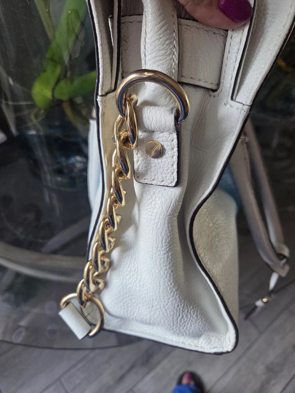 Michael Kors White & Blue Leather Shoulder Bag